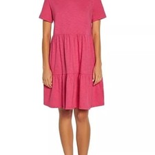 NWT Womens Gap Pink Short Sleeve Tiered Dress Size XL