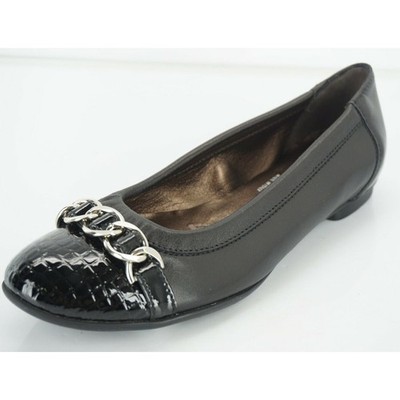Attilio Giusti Leombruni Link Black Leather Ballet Flats Size 35 Cap Toe AGL