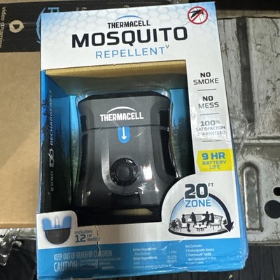 NEW IN BOX ThermaCELL EX90 GREY RECHARGEABLE MOSQUITO REPELLENT 20' ZONE W 12 HR