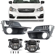 LED Front Bumper Fog Light Lamp Frame Cover Bezel For Subaru Impreza 2015-2016