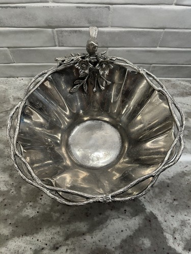 Dillards große überbackene silberne Metall Servierschale Vögel und Zweige Design - Bild 2 von 16
