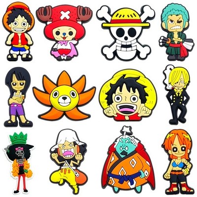 Jibbitz One Piece Set 12/24/36 Crocs Schuhe Ruffy Zoro Sanji Anime Charms
