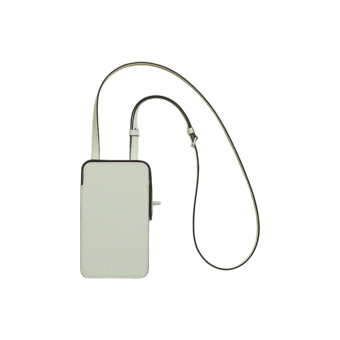 HERMES Silver Buckle Leather Phone Wallet for Women, Bubble Green 4.0x0.9x6.8 in