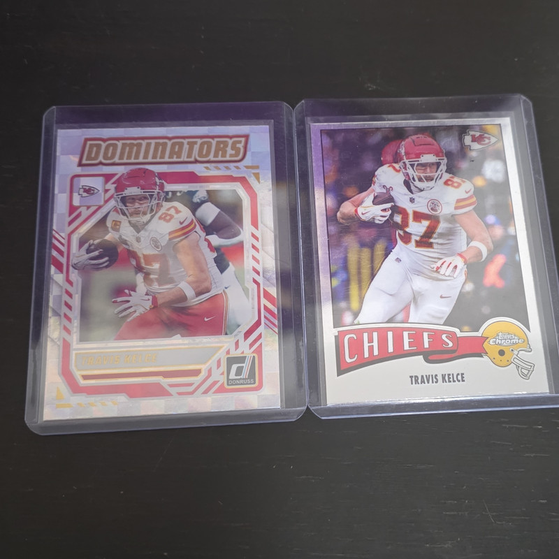 Donruss Dominators / Topps Chrome 2024 Travis Kelce Chiefs 2 Card Lot