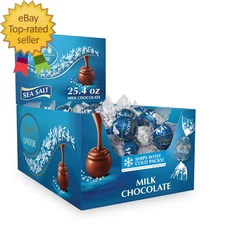 LINDOR Sea Salt Milk Chocolate Truffles, Milk Chocolate Candy with Smooth, Melti