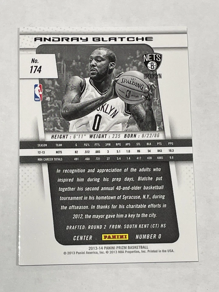 2013-14 Panini Prizm Basketball #174 - Andray Blatche - Brooklyn Nets - Image 2 of 2
