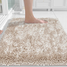 Chenille Bathroom Rugs Non Slip, Extra Thick Soft Absorbent Bath Rug, Machine Wa