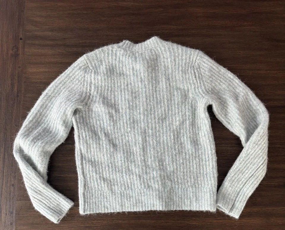 Rag & Bone Sweater Women’s Small Alpaca Wool Light Blue Rib Knit Crewneck FLAW - Image 2 of 4