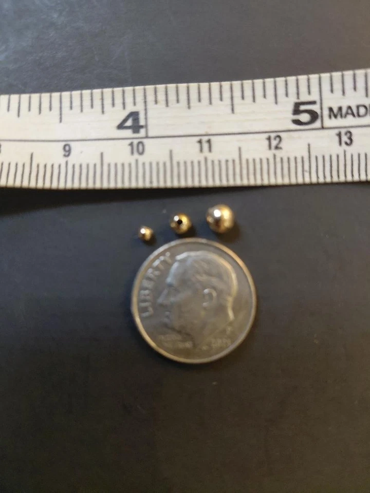 Ten (10) Solid 14K Gold Round Spacer Beads 2 3 4 6 7 8 MM - Image 2 of 2