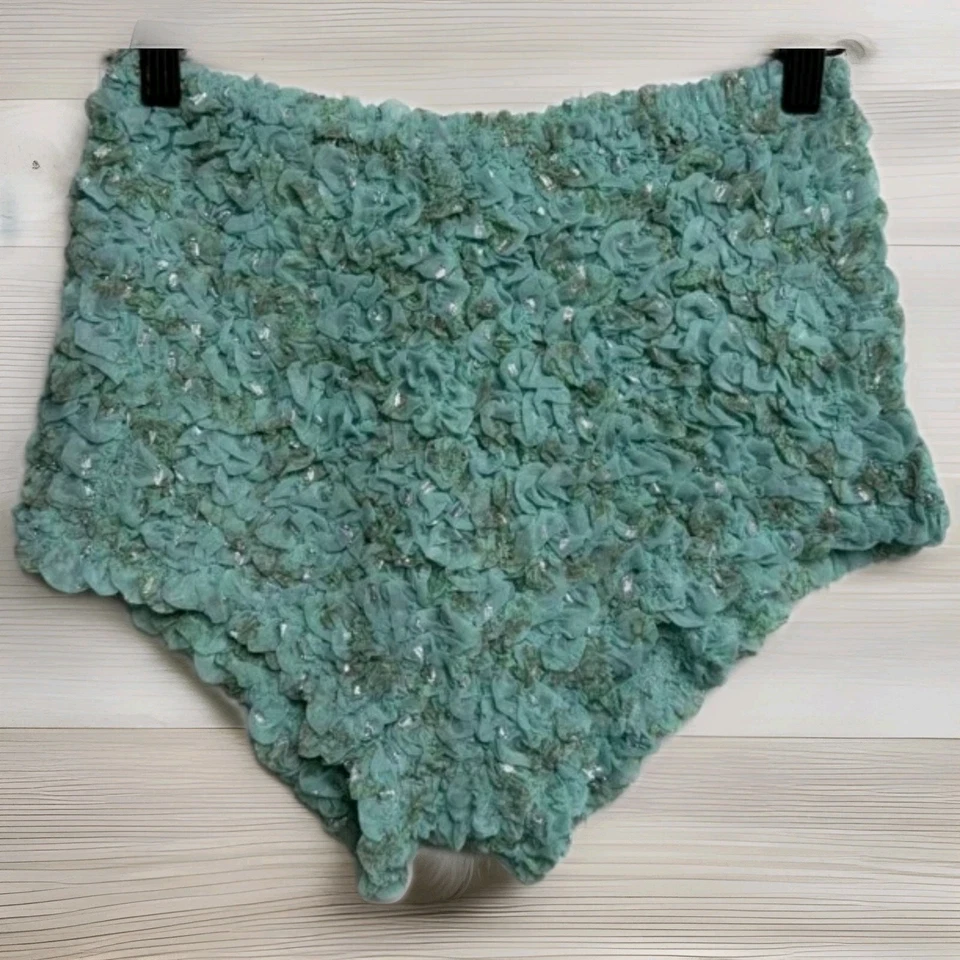 Шорты Free People Scrunch It Up XS/S светло-зеленые со сборками мерцающие новые без ценников - Изображение 4 из 4