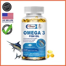 Omega 3 Fish Oil Capsules 3x Strength 3600mg EPA & DHA, Highest Potency 120Pills