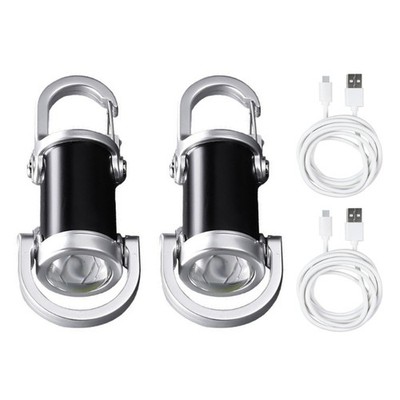 2Pcs Waterproofs Work Night Lamp Keychain Rechargeable Flashlights Pendants