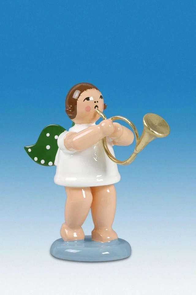 Musicien De L’Ange Avec Engl. Corne avec Couronne Hauteur 6 CM Neuf Bois D'Anges - Photo 1/1