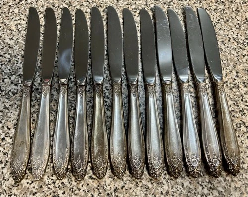 Lot Of 12 International Prelude Sterling Silver Dinner Knives Pretty Good Shape