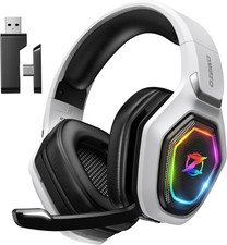 Casque Gaming Sans Fil 2.4GHz PC PS5 PS4 Switch, Audio Faible Latence, Micro Fli