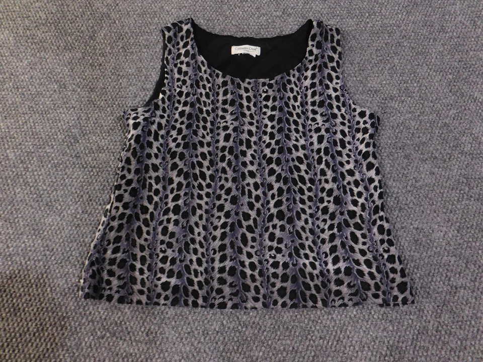 Camiseta sin mangas Coldwater Creek para mujer grande negra gris terciopelo estampado animal agotado Foto 4 de 4