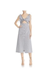 Alice McCall Dress Size 6 US 2 Make Send Bow Tie Sleeve Cut Out Pinstripe Midi