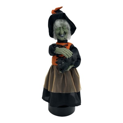 1996 Gemmy Witch Petting Cat Animated Halloween Figure Vintage Halloween 12 