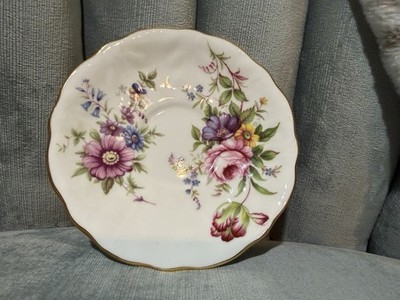 VTG AYNSLEY BONE CHINA SAUCER GROTTO ROSE GOLD TRIM MADE IN ENGLAND 5.5 