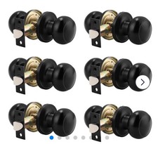 6PK Probrico Black Passage Door Knob Handle Hall Closet w Universal Latch New