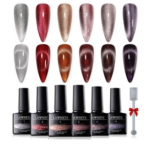Crystal Cat Eye Gel Nail Polish Set 6 Colors Purple Red Pink Magnetic...
