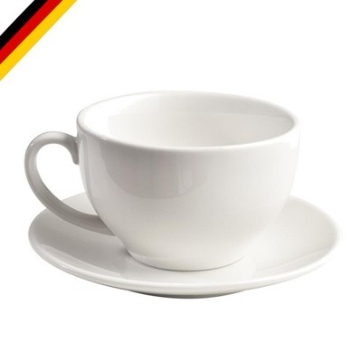 Porzellan-Tasse mit Untertasse 220 ml Weiß Kaffee Tee Latte elegant
