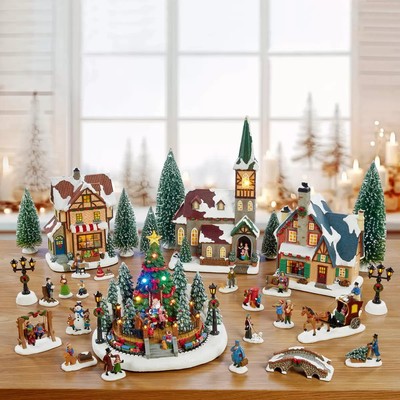 30 teiliges Weihnachtsdorf mit Lichtern und Geräuschen