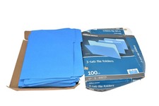 Office Depot 3-Tab File Folders Letter Size Blue 100 Ct 10 Recycled Paper