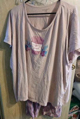 DREAMS & CO WOMEN'S PAJAMA SET, PLUS SZ 30/32 3X ''CAFFEINE QUEEN'' ON THE SHIRT 
