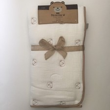 NEW Baby Quilted Muslin Blanket Soft Reverse Teddy Bear Print  BEARPAW