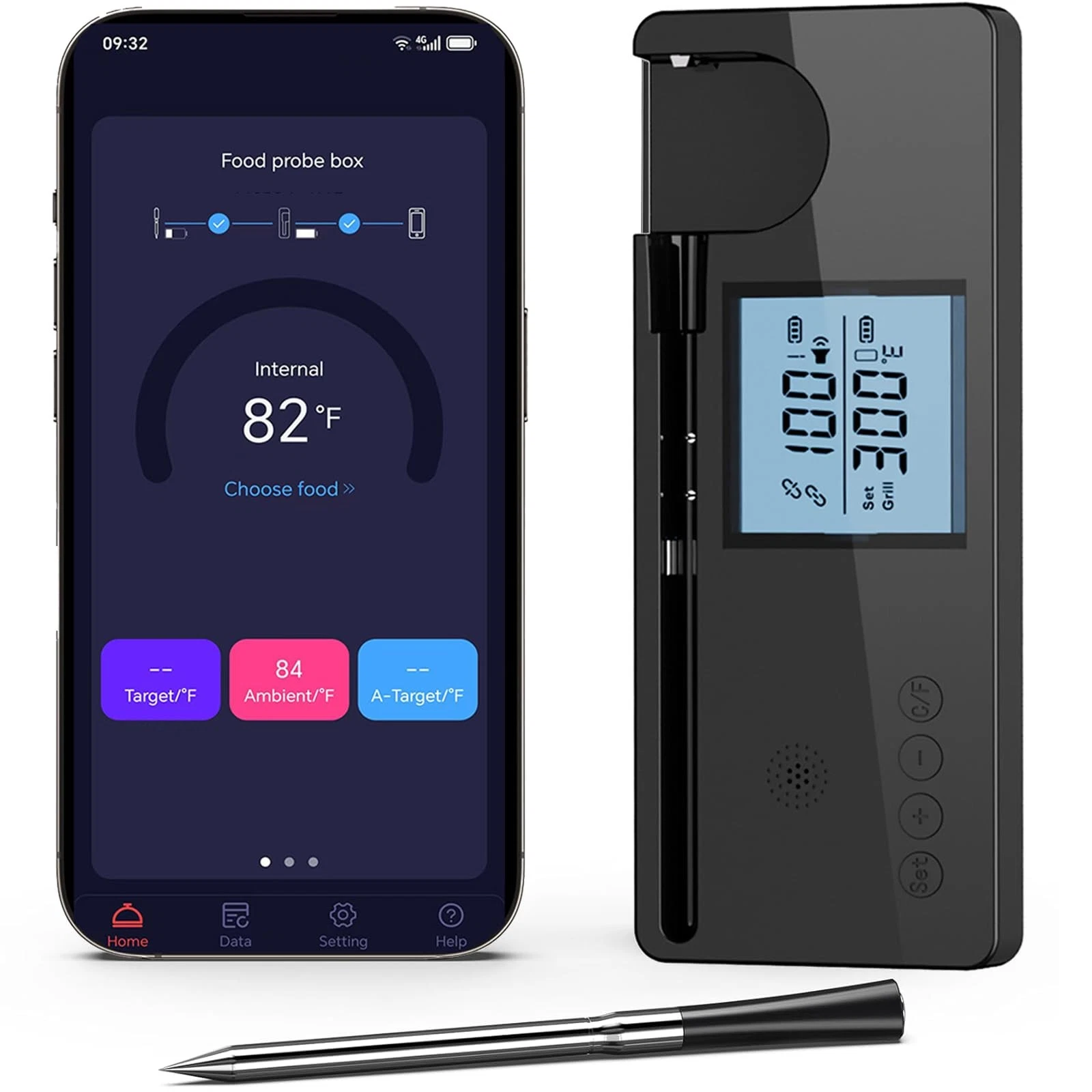 Meat Thermometer Digital Wireless with 800ft Range, Bluetooth 5.3 Food Thermo...