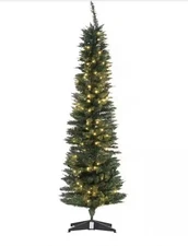 6 ft Pre-Lit LED Slim Noble Fir Artificial Christmas Tree 200 Warm White