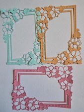 3pcs. Flowers cardstock Die cut fancy frames 3 7/8" 5".