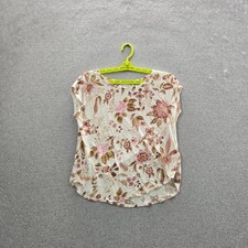 Rachel Zoe Women Shirt M Cream Linen Floral C...