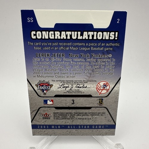 Derek Jeter 2003 Fleer Authentix FantasTIX Game Used Base Card #2 - Bild 2 von 4