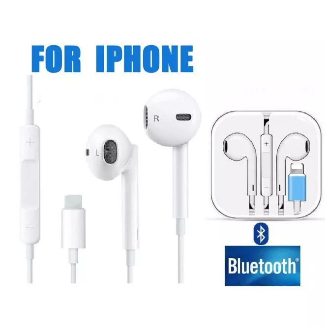 2 Pack-Apple Earbuds with Lightning Connector(Built-in Microphone & Volume  Control) in-Ear Stereo Headphone Headset Compatible with iPhone