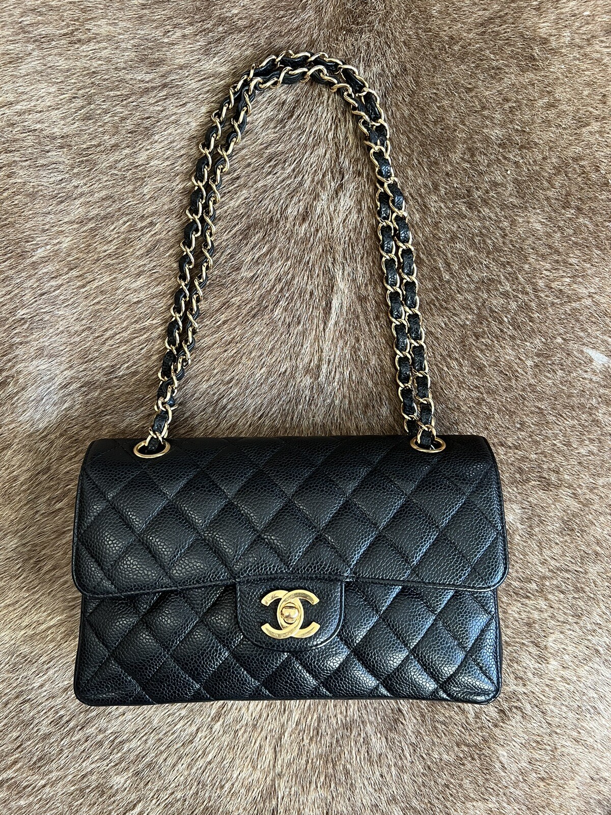 CHANEL Small Classic Double Flap Bag Black Caviar Lea… Gem