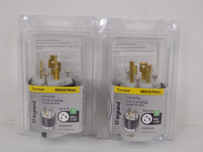 Lot of 2 Legrand Turnlok NEMA L5-30P 30 Amp Locking Plug Pass & Seymour 125V