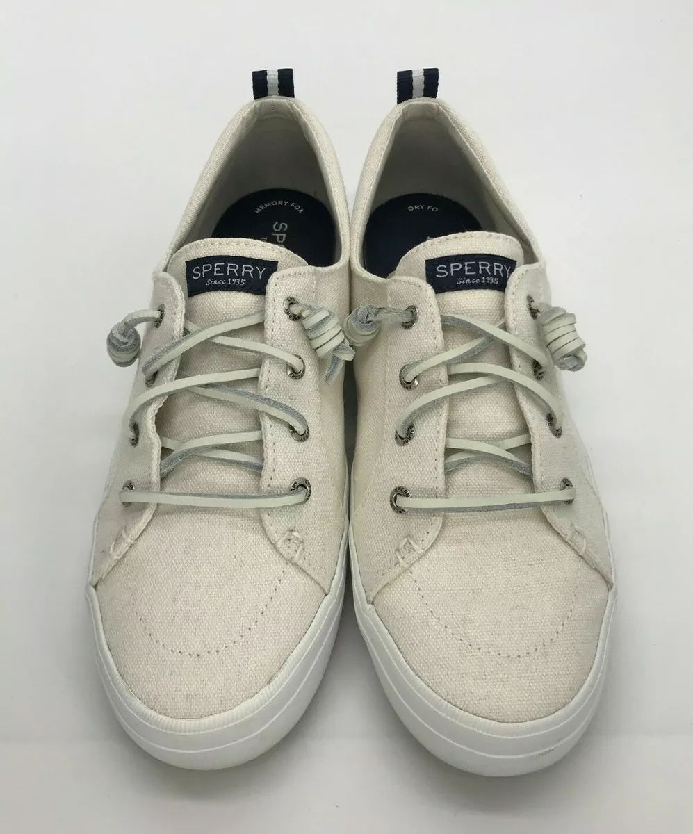 SPERRY Women s Crest Vibe Linen Sneakers White Size 10 M US eBay