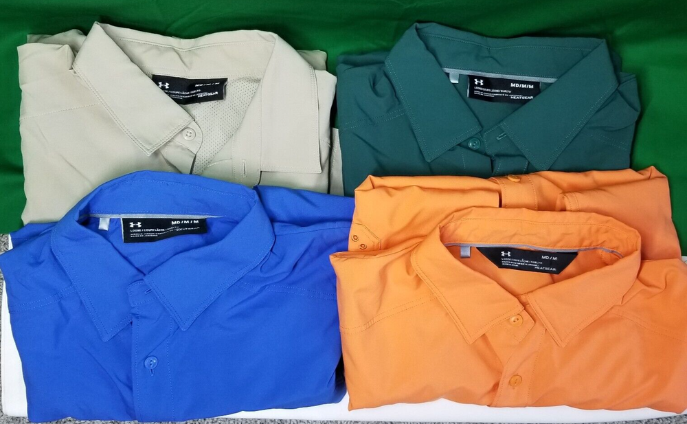 Under Armour UPF Vented Mens Outdoor Hiking Fishing Shirts Medium Loose Pack of 4