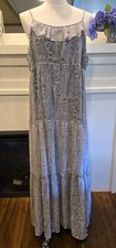 XL Long Flowy Maxi Dress sleeveless Boho EUC zoom in on gray ombre pattern!