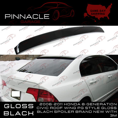 For 06-11 Honda Civic 8th Gen Trunk Spoiler R Style ABS Wing Gloss  2006-2011 Honda 8-generation Civic Roof Wing PG Style Gloss Black Spoiler display picture 1