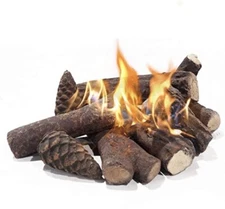 9-Pieces Ceramic Wood Gas Fireplace Log Set