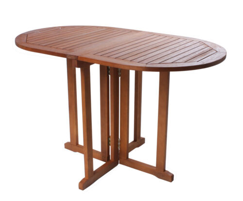 Table de balcon BALTIMORE ovale pliable - eucalyptus FSC - bois jardin table pliante - Photo 1/3