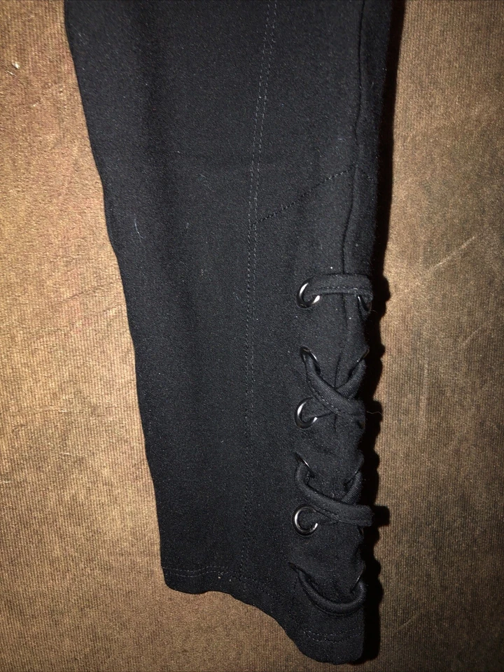 Leggings ROMEO & JULIET Couture M con cordones al tobillo elásticos NEGROS 🧡 Foto 4 de 4