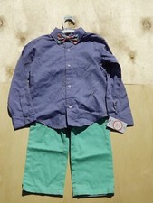 Toddler Boys Size 5t Pant Suit, Carter's, 3 Piece Outfit Blue Green Bow Tie