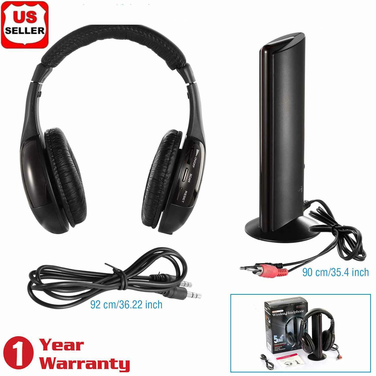 5 in 1 Wireless Headphones for TV Over-Ear Headsets for FM Radio Mp4 DVD Player