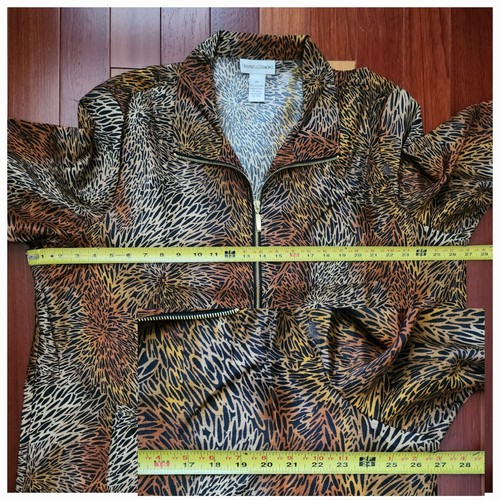 NIP/NEW Drapers & Damon's Animal Leopard Print Zippered Jacket 2X 100% Polyester - Picture 17 of 19