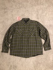 Vintage Wrangler Men's Large Flannel Shacket Jacket Green Plaid Lined Button Up