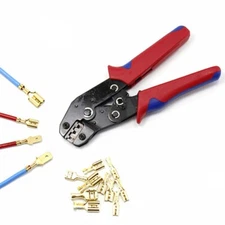 Insulated Ratchet Crimping Pliers Cable Wire Terminal Connectors Crimper Tool